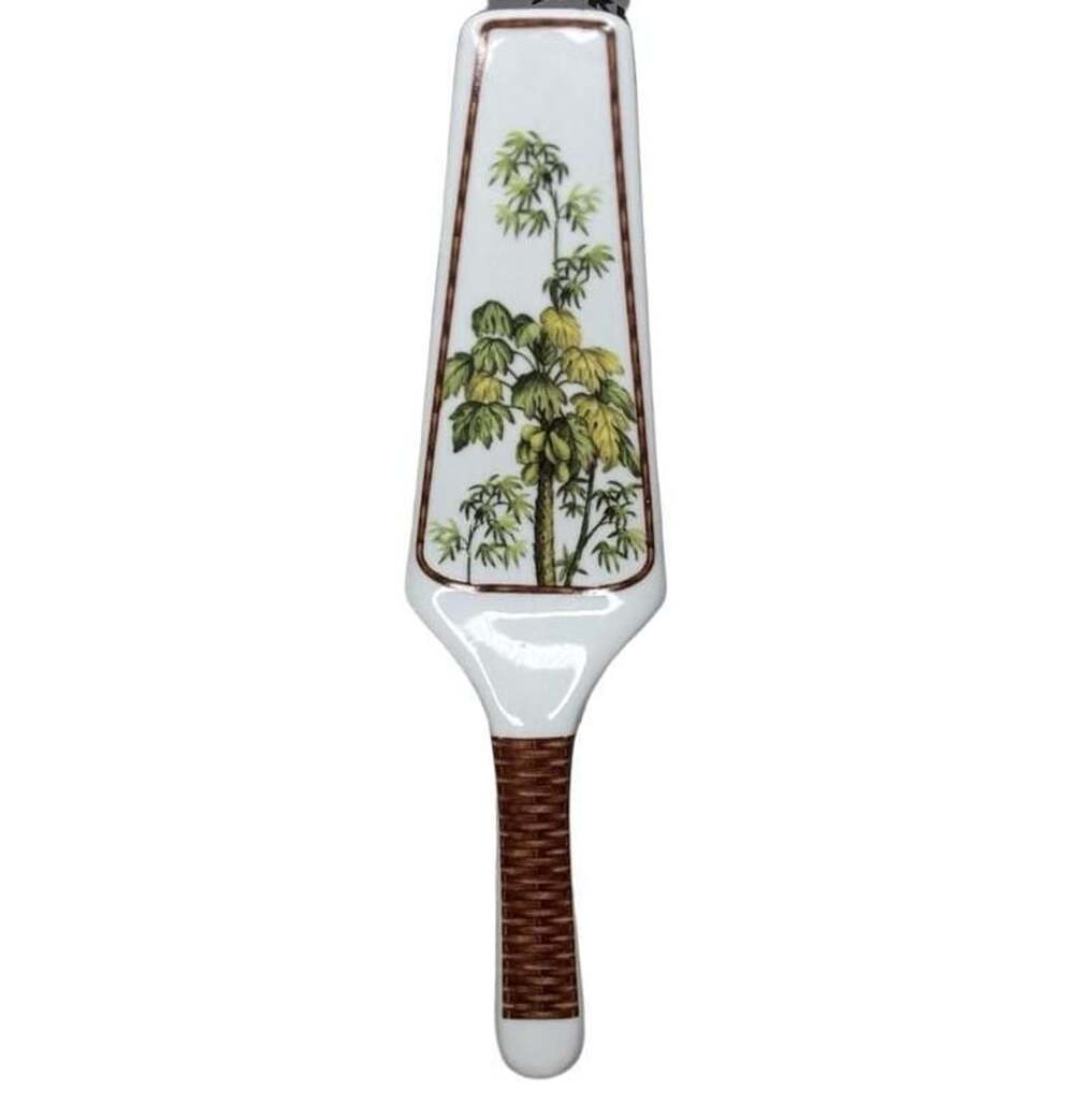 Godinger Tropical Splendor Cake Pie Server Palm Tree Woven Handle